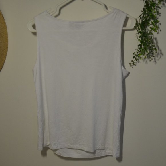 Chico's Bennette Drape Cowl Neck Knit Tank Top Optic White Womens Size S New - Picture 7 of 11